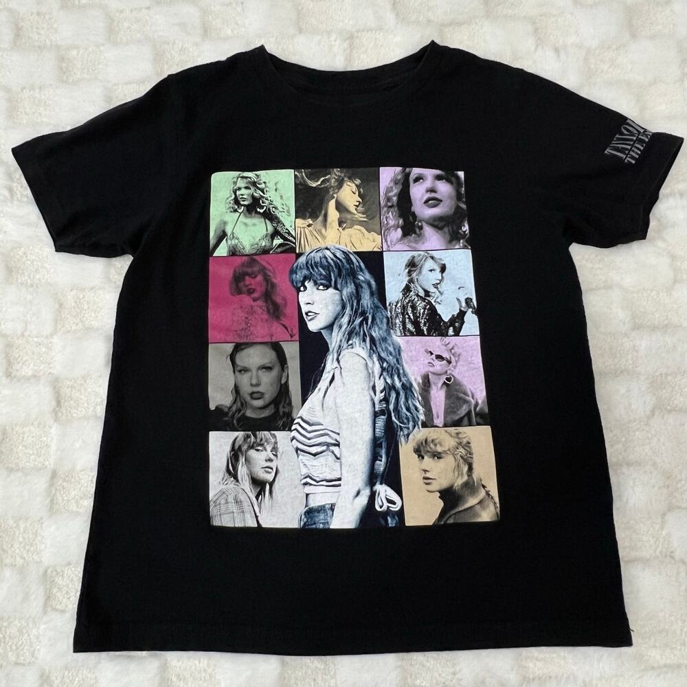 Taylor Swift Eras Tour Youth Medium Black Graphic T Shirt Concert Tee